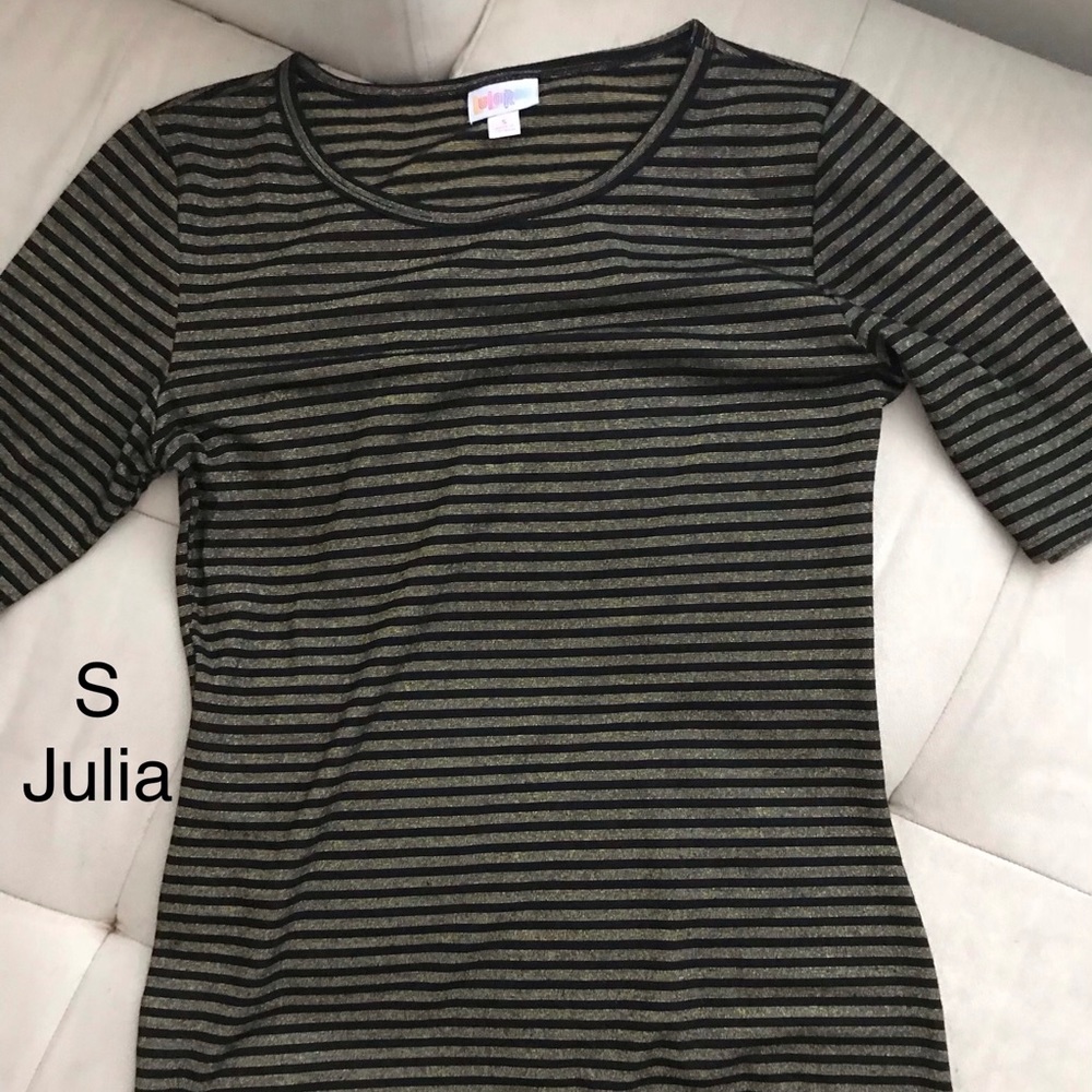 NWOT S black & gold striped dress (lularoe Julia)